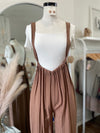 Cropped Vibin Boho Jumpsuit-Clay Brown