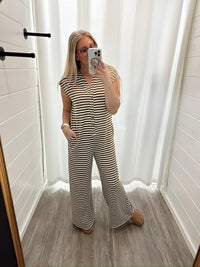 Latte Break Striped Jumpsuit