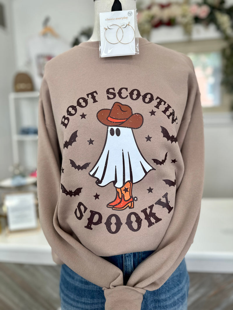 Boot Scootin' Spooky Crewneck-Tan