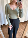 Lainie Ribbed Top-Vintage Olive
