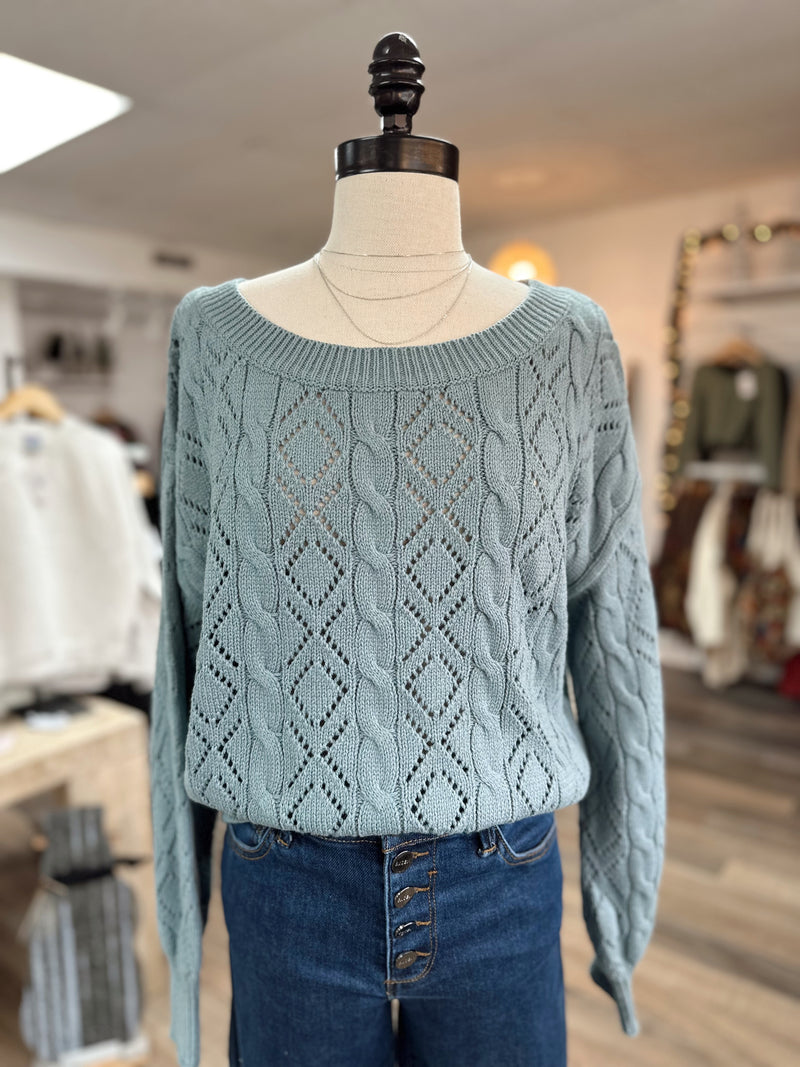 Denver Diamond Knit Sweater-Sage