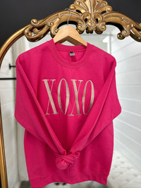 Pink & Golden XOXO Embroidered Crewneck