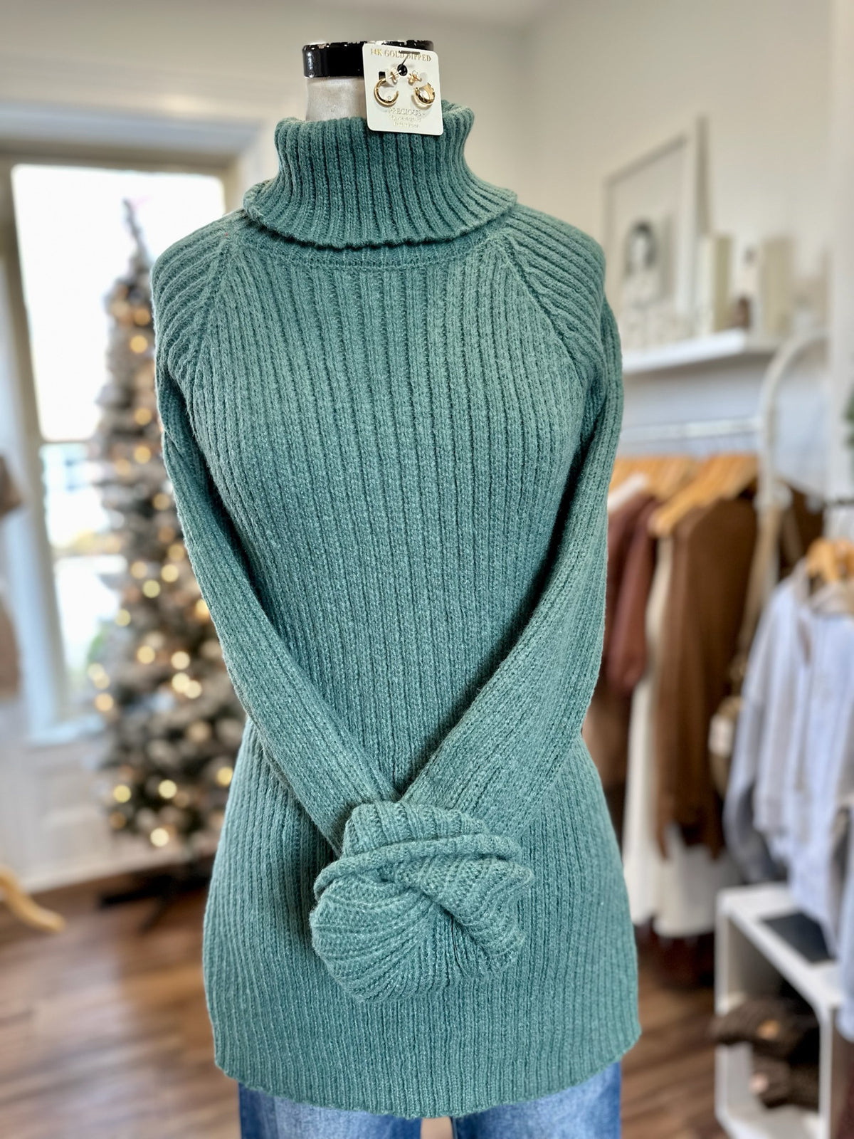 On Par Turtleneck Sweater-Green