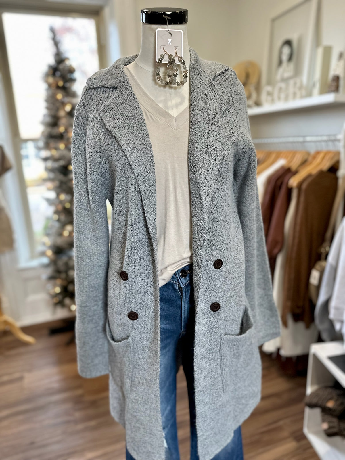 Carli Long Cardigan-Grey