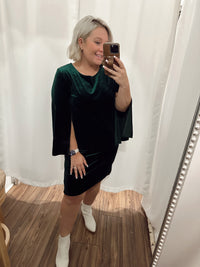 Forest Green Velvet Shift Dress