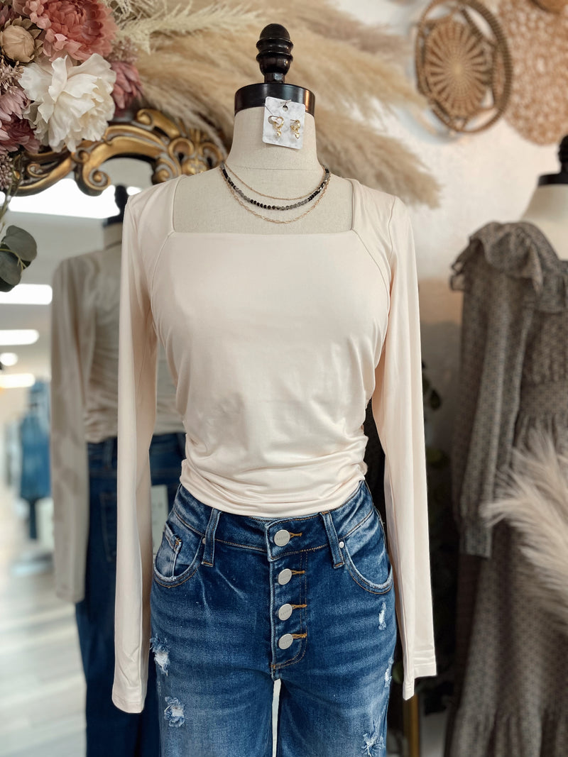 Good To Go Square Neck Top- Ecru