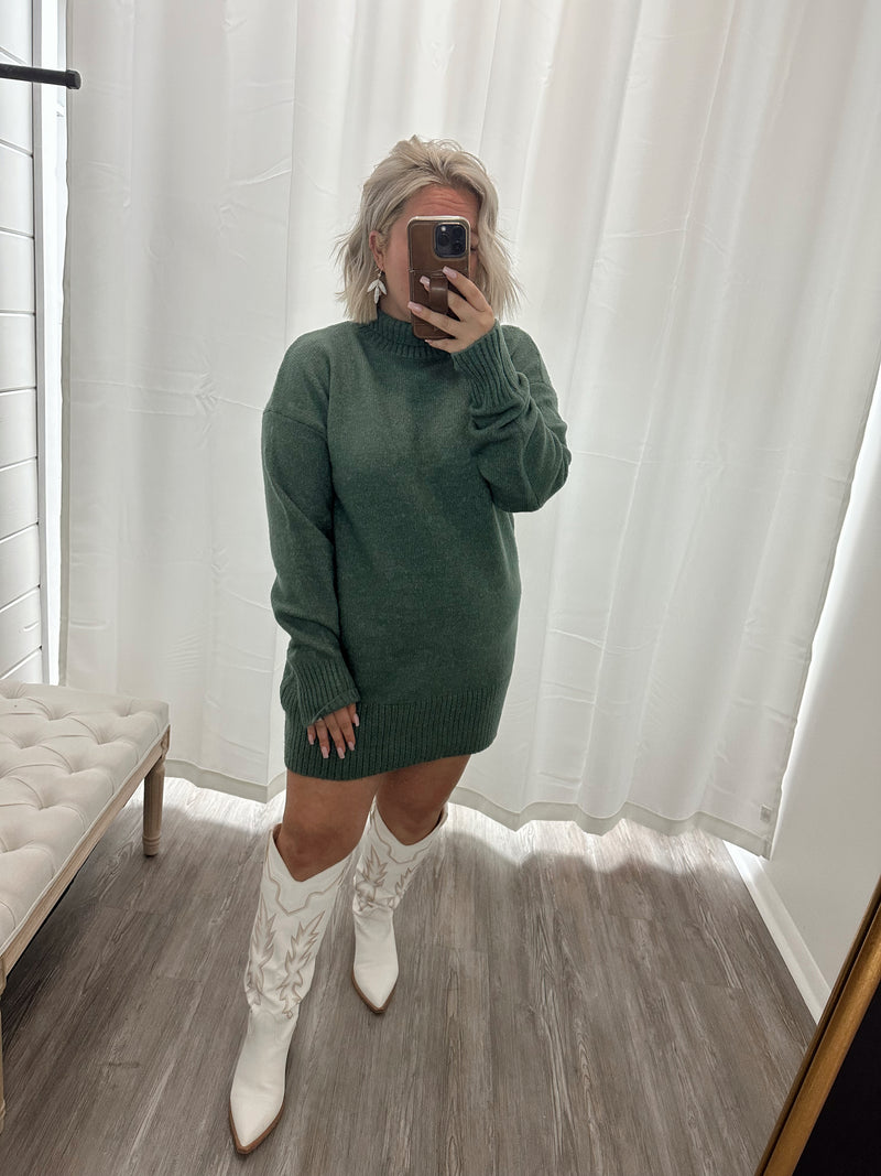 Sweet Girl Sweater Dress-Green
