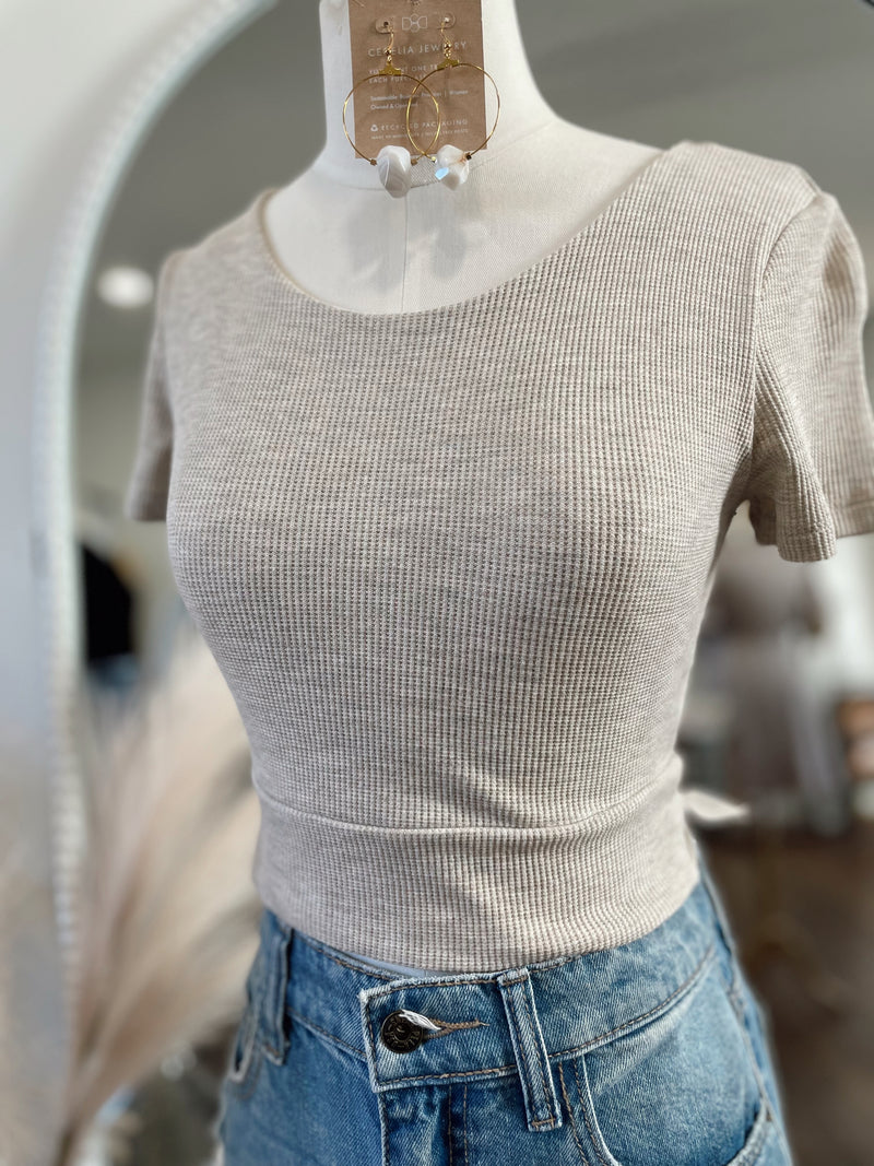 Perfect Night Thermal Cropped Top-Oatmeal