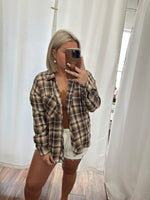 Speak For Yourself Flannel Top-Brown