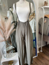 Cropped Vibin Boho Jumpsuit-Olive
