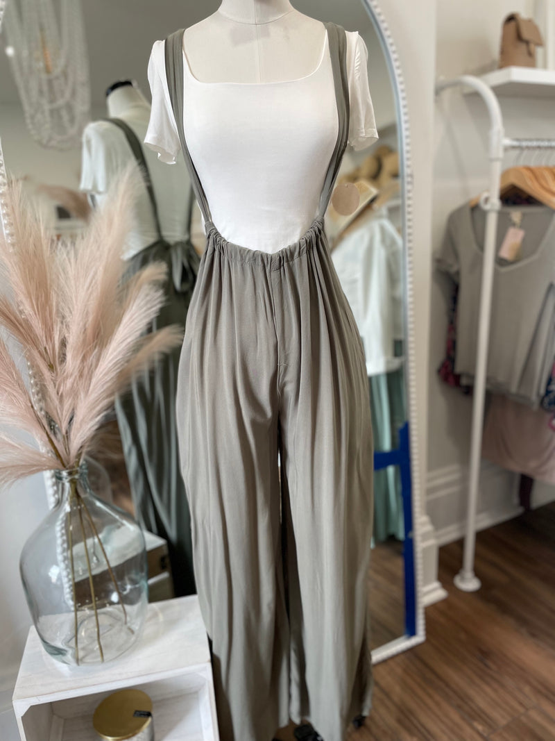 Cropped Vibin Boho Jumpsuit-Olive