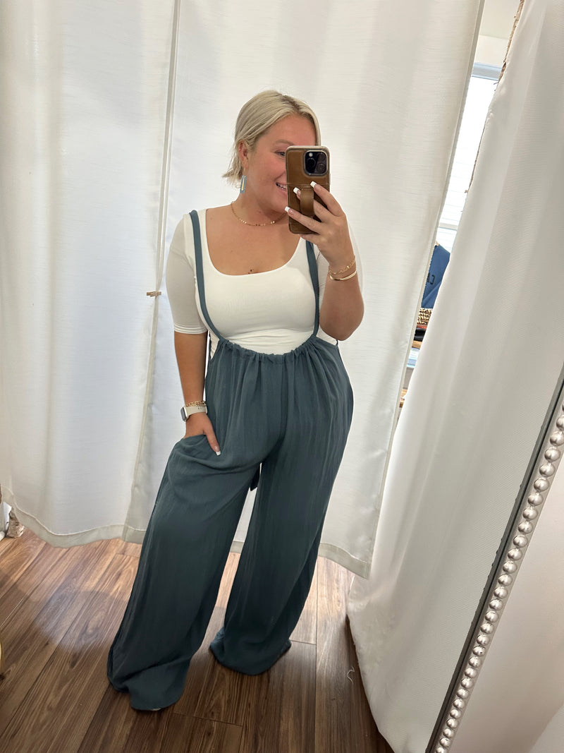Vibin Boho Jumpsuit-Slate Blue