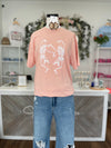 Dancing Skeleton Tee-Salmon