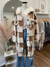Love Me Some Plaid Long Teddy Shacket-Camel