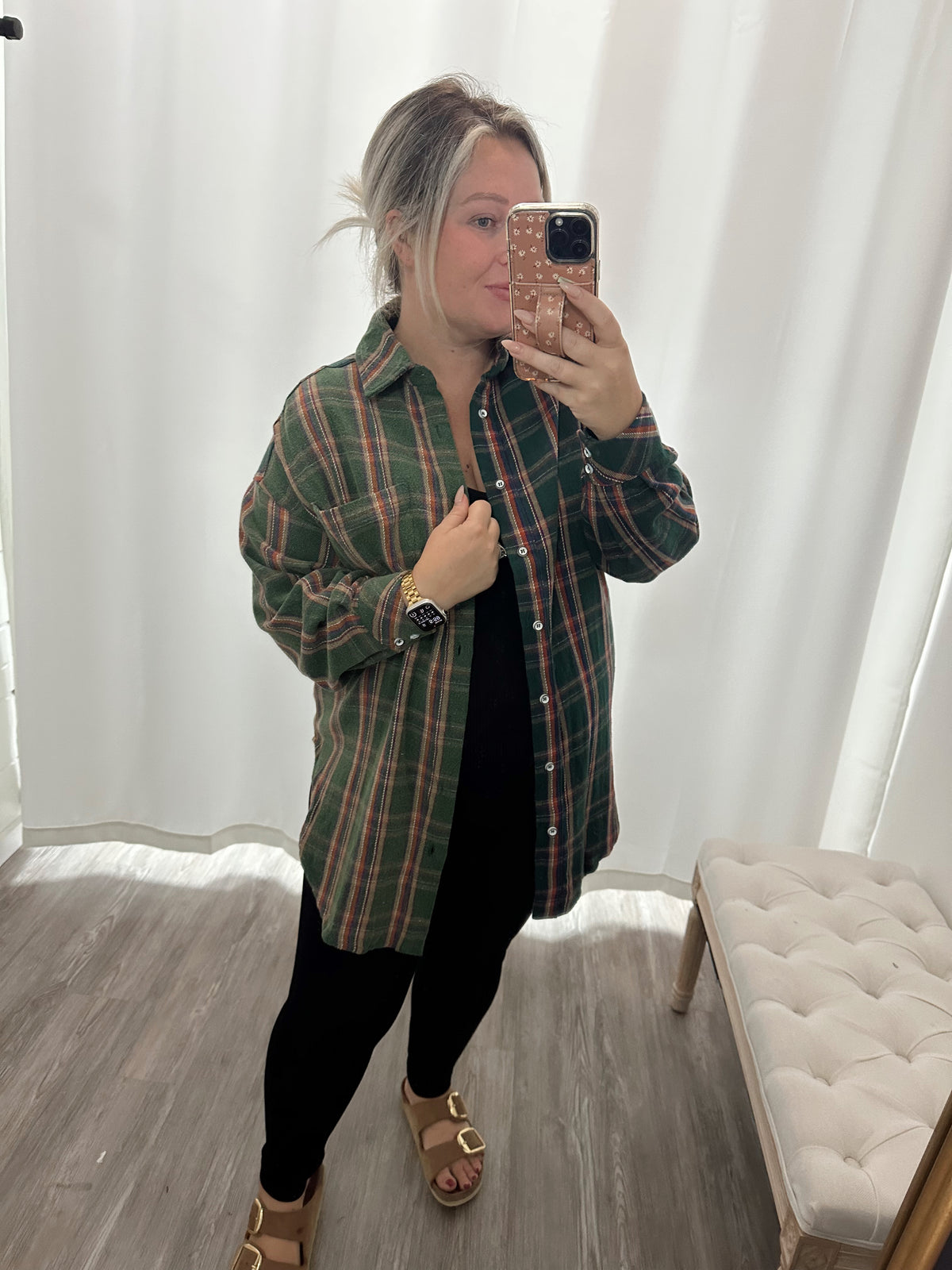 More Than Words Button Down Top-Evergreen