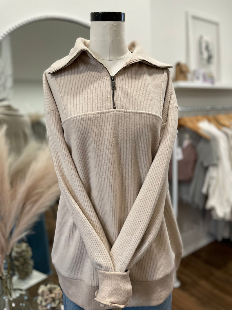 Phoebe Half-Zip-Cream