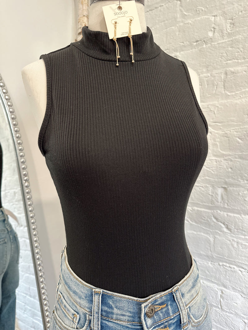 Modern Days Ribbed Bodysuit-Black