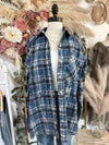 Cozy For Days Flannel Top-Navy Blue