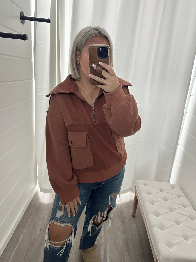 Taking It Easy Half-Zip-Brick