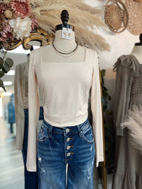 Good To Go Square Neck Top- Ecru