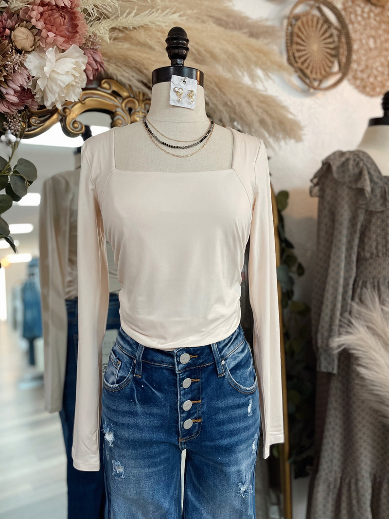 Good To Go Square Neck Top- Ecru