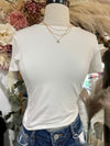 Fine Line Round Neck Top-Ivory