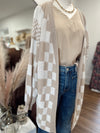 Gentle Heart Checkerboard Cardigan-Neutral