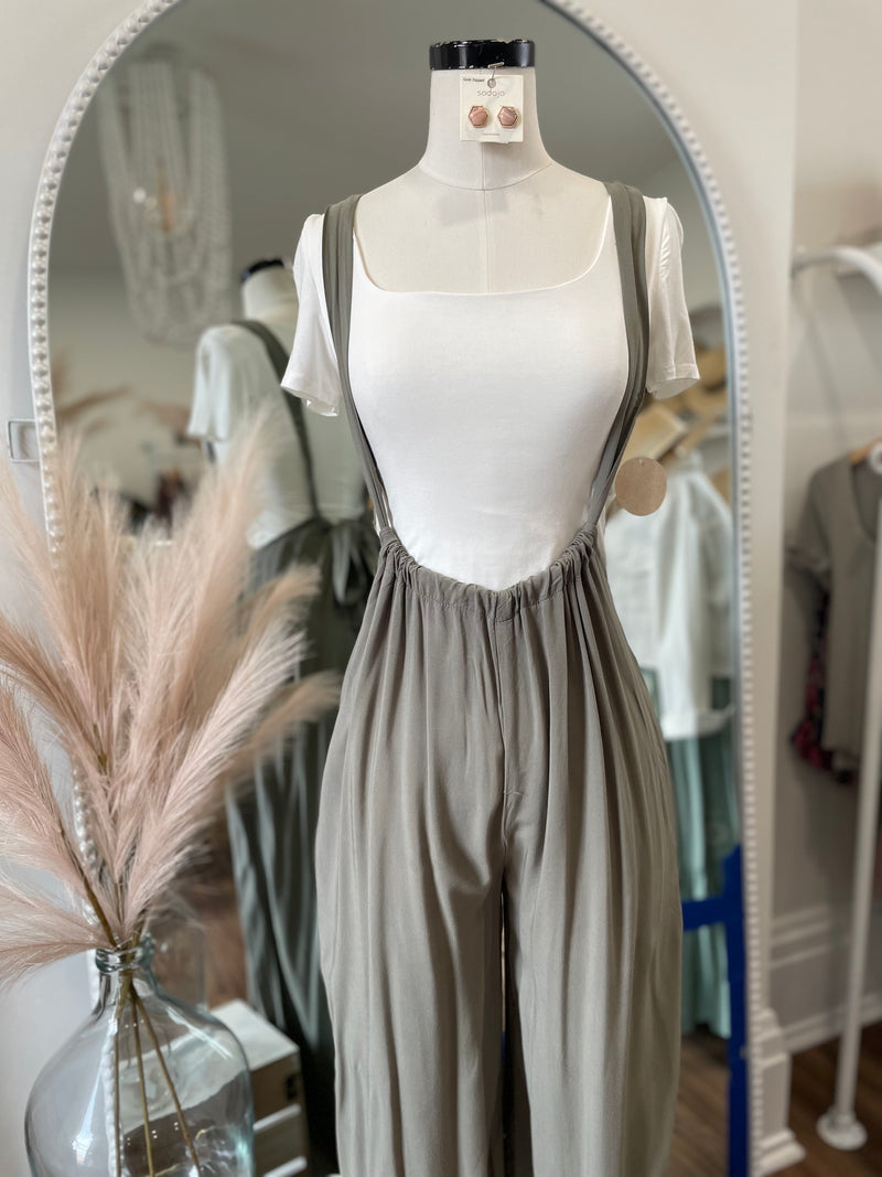 Cropped Vibin Boho Jumpsuit-Olive