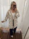 Gentle Heart Checkerboard Cardigan-Neutral