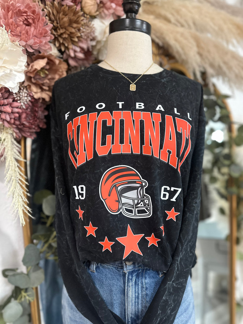 Long Sleeve Mineral Wash Cincinnati Stars Tee
