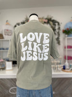 Love Like Jesus Graphic Tee-Green Stone