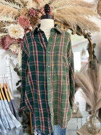 More Than Words Button Down Top-Evergreen