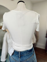 Boston Night Square Neck Cropped Top-Ivory
