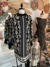 Festive Floral Sweater Dress-Black