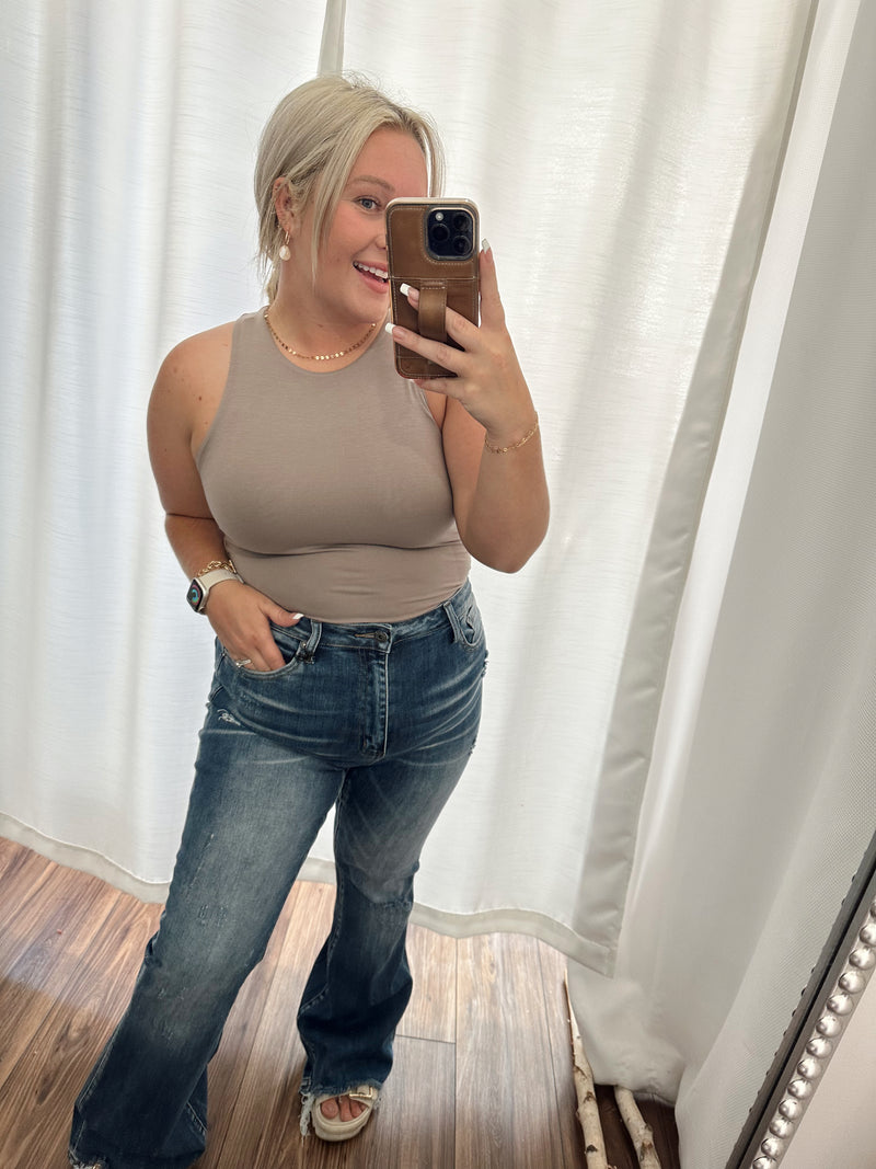 A Basic Dream Sleeveless Bodysuit-Mocha