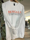 Hometown Cincinnati Embroidered Crewneck-White
