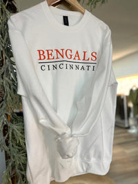 Hometown Cincinnati Embroidered Crewneck-White