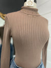 Ari Ribbed Bodysuit-Cocoa