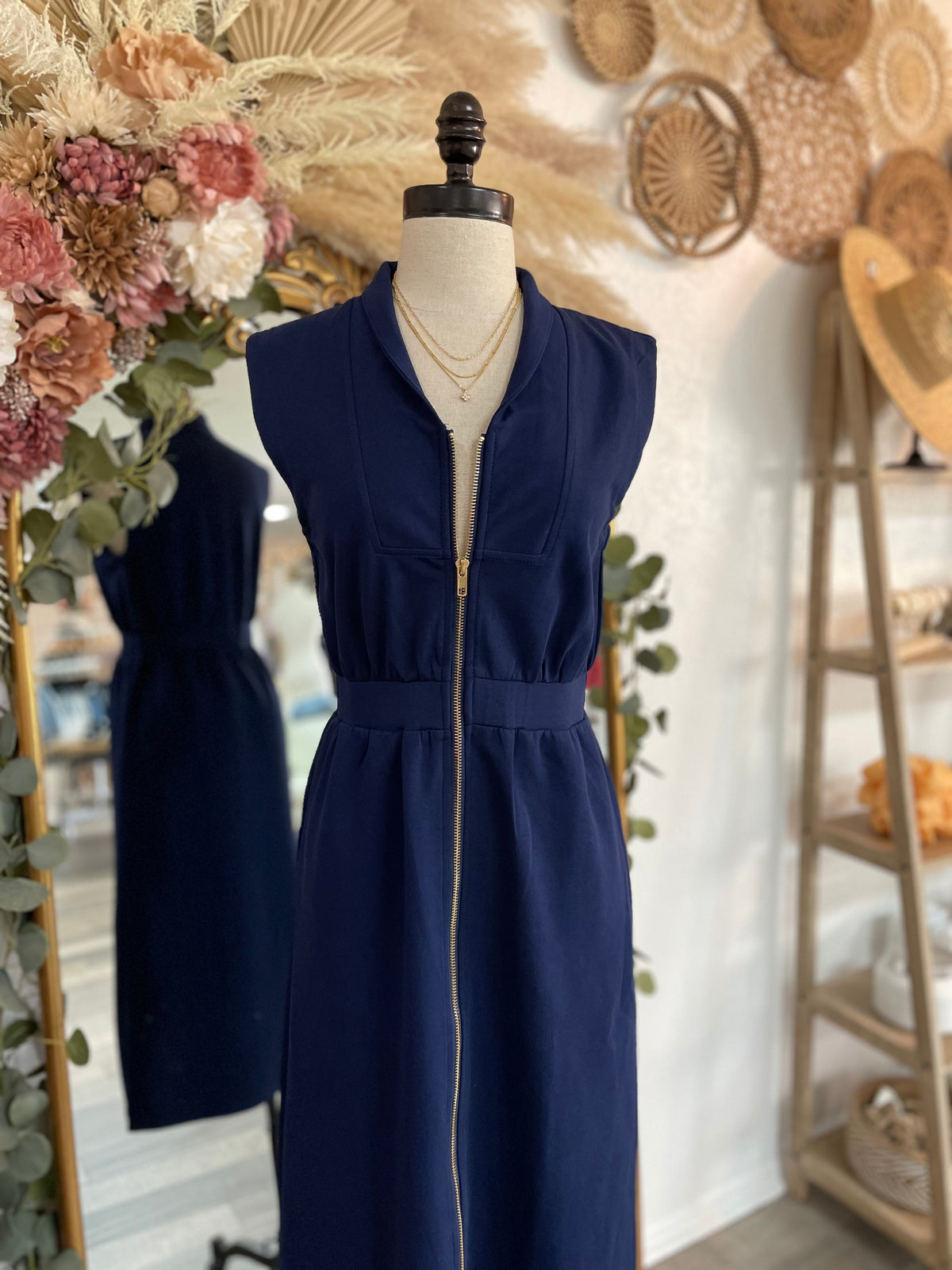 Meadowlane Zip Front Midi Dress