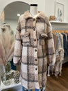 Love Me Some Plaid Long Teddy Shacket-Mocha