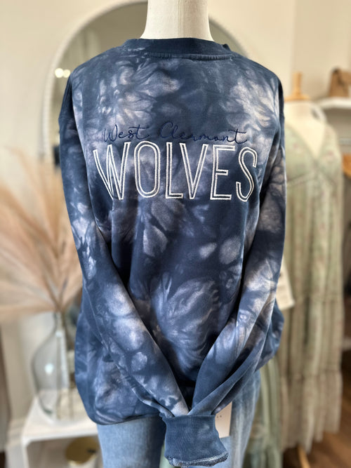 **PREORDER** Wolves Tie Dyed Embroidered Sweatshirt