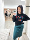 Fancy Cocktails Satin Midi Skirt