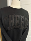 Cheer Black Embroidered Glitter Crewneck