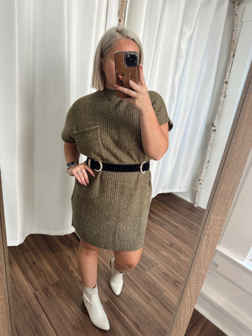 Sweater Weather Dress -Olive