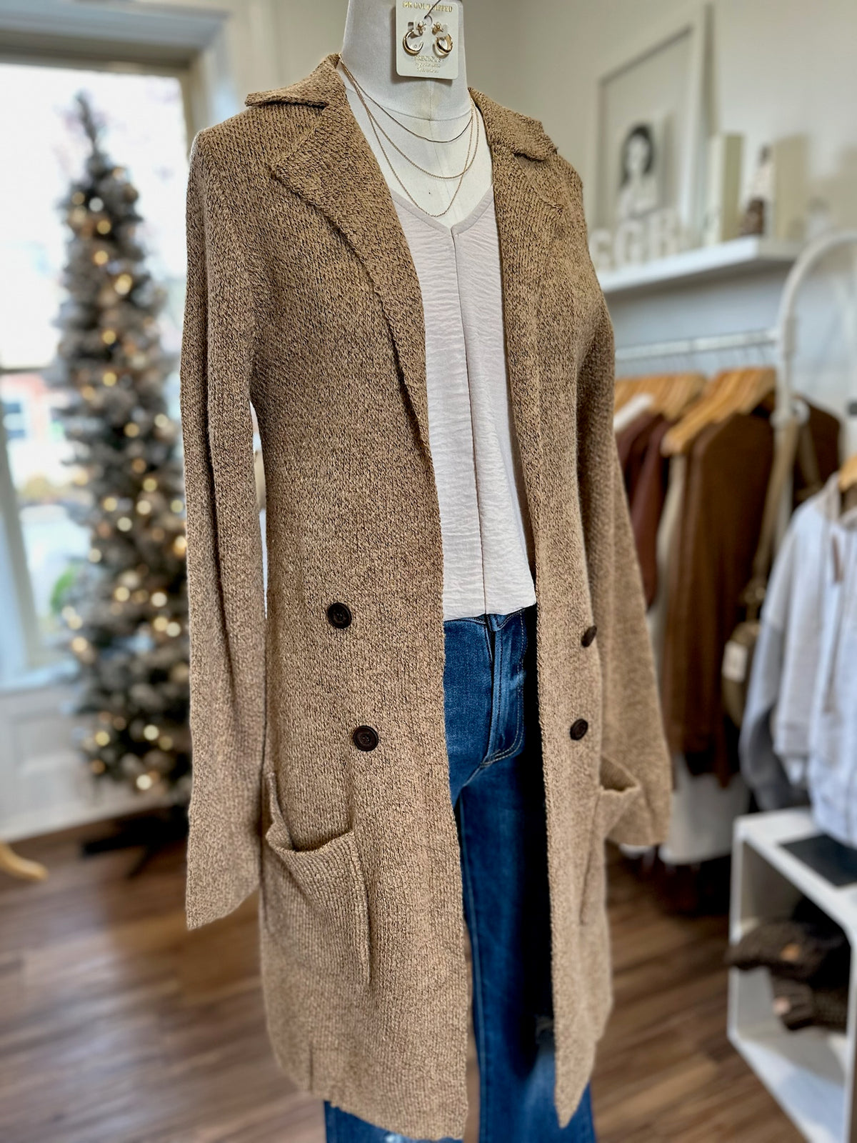 Carli Long Cardigan-Camel