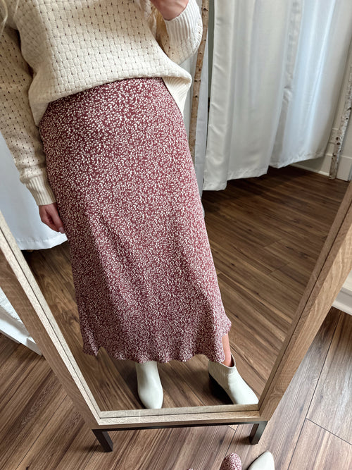 Charmed Life Midi Skirt-Merlot