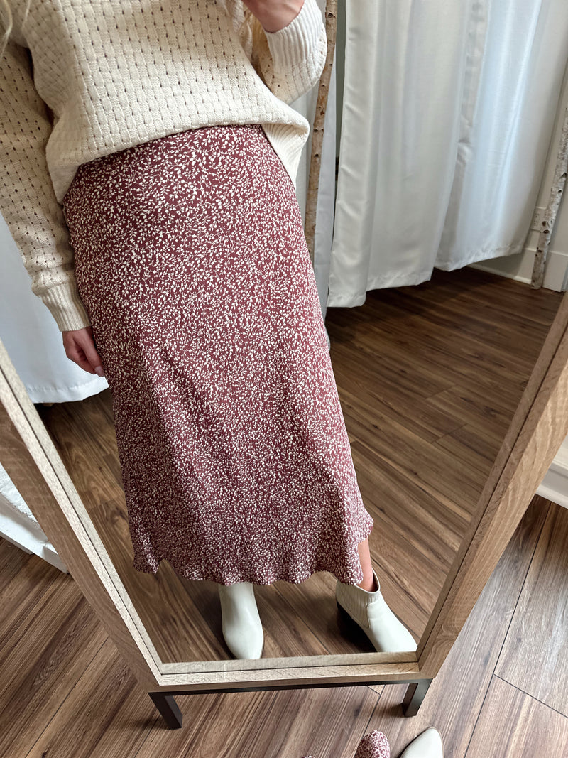 Charmed Life Midi Skirt-Merlot