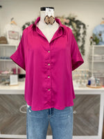 Leona Satin Top-Hot Pink