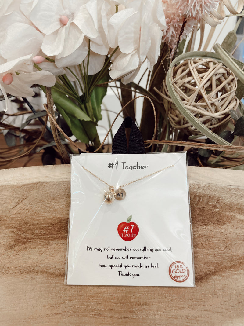 #1 Teacher Necklace- Gold