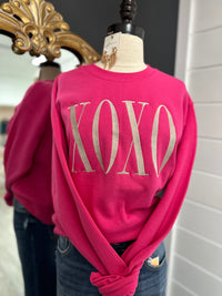 Pink & Golden XOXO Embroidered Crewneck
